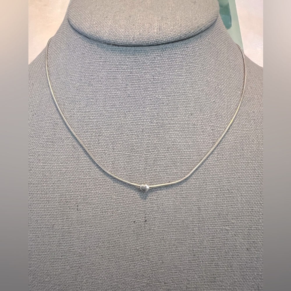 Vintage Signed Designer PR-EX Italy Minimalist Heart Sterling Necklace